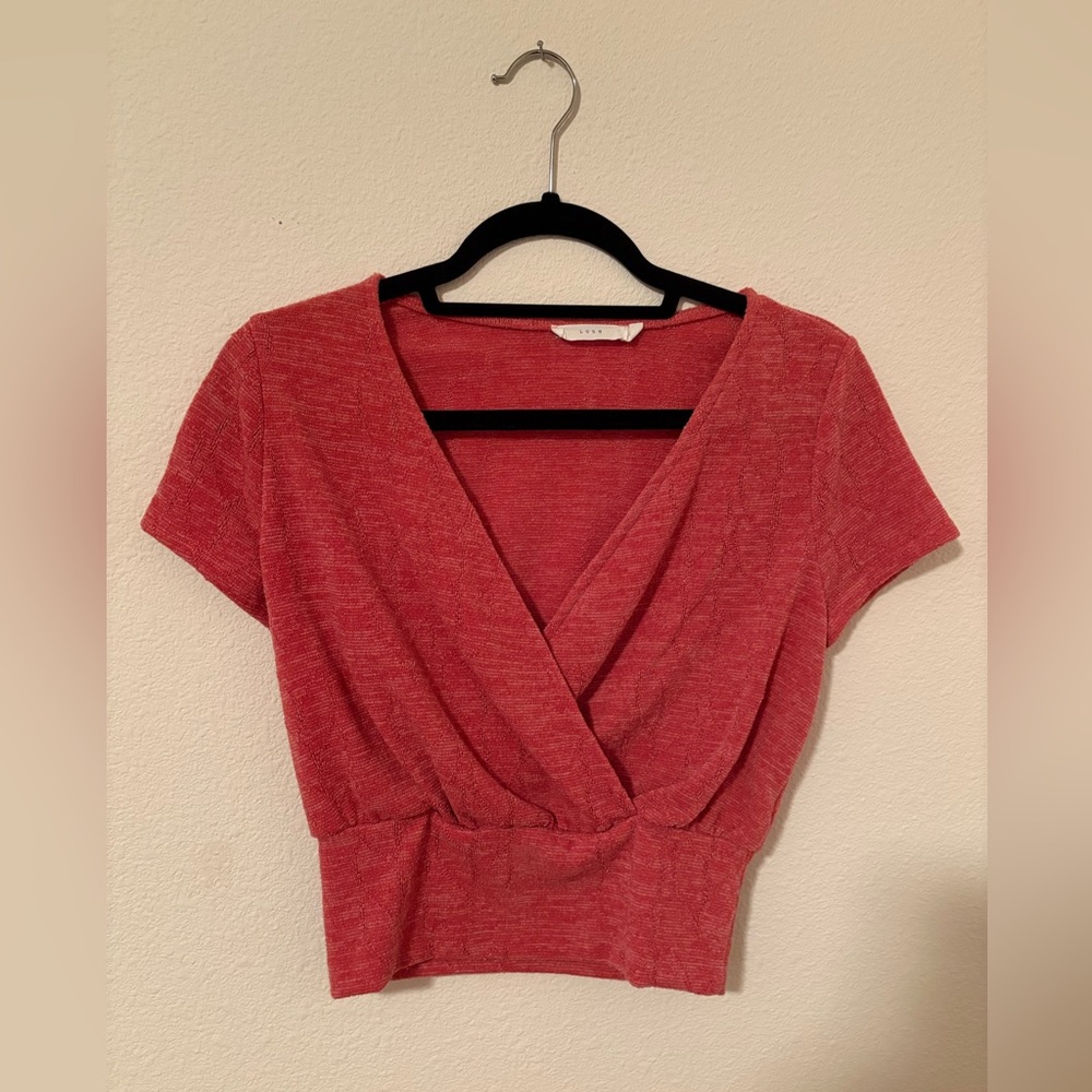 Lush Red V-Neck Crop Top